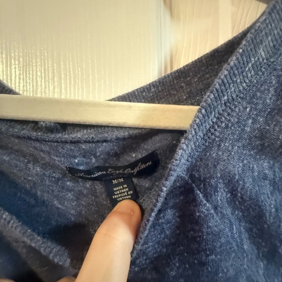 American Eagle Outfitters Off-the-Shoulder Blue Sweater - Picture 3 of 5